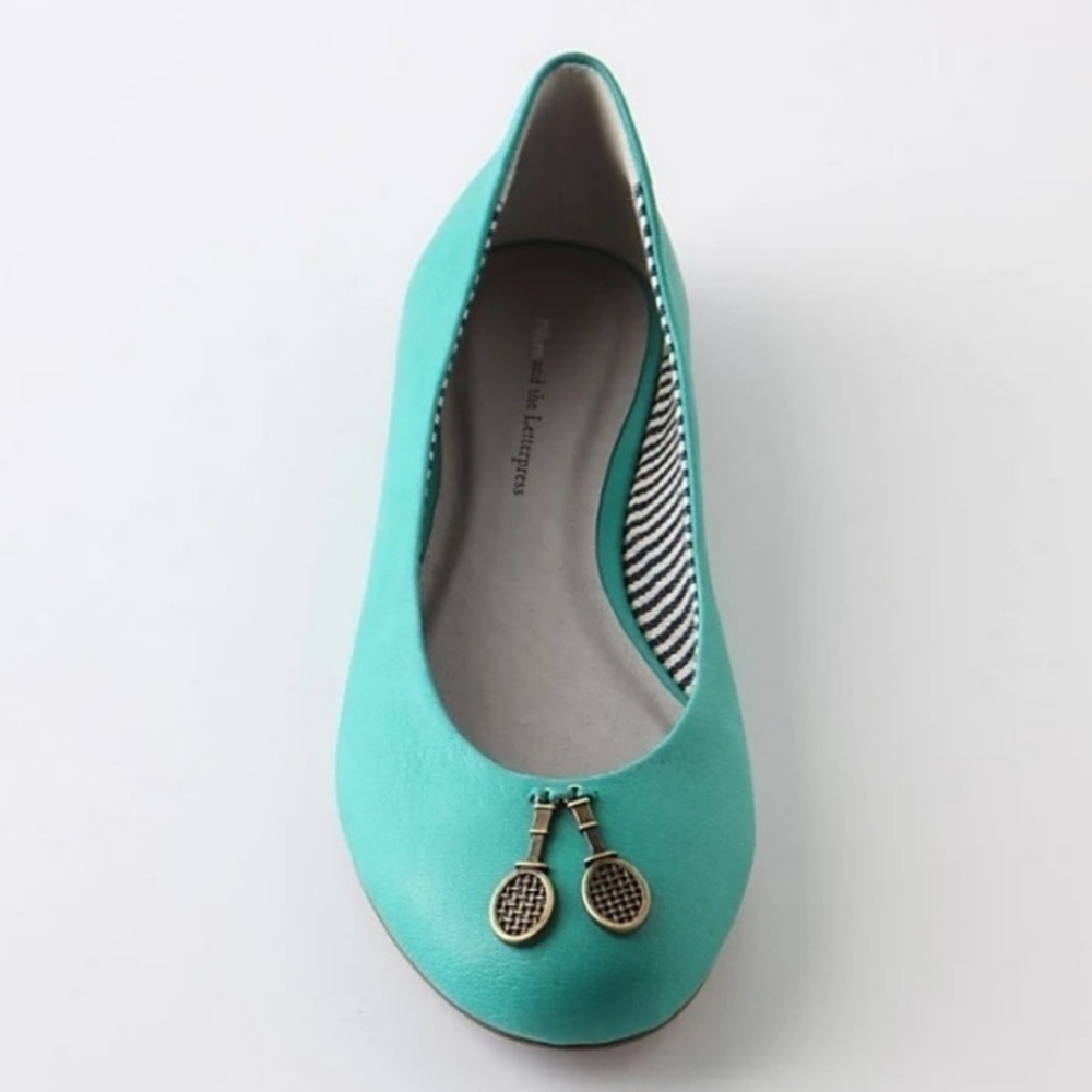 Anthropologie Pilcro & The Letterpress 7.5M Leather Tennis Racket Charm Flats